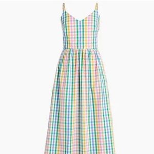 J.CREW V-Neck Maxi Dress Rainbow Gingham